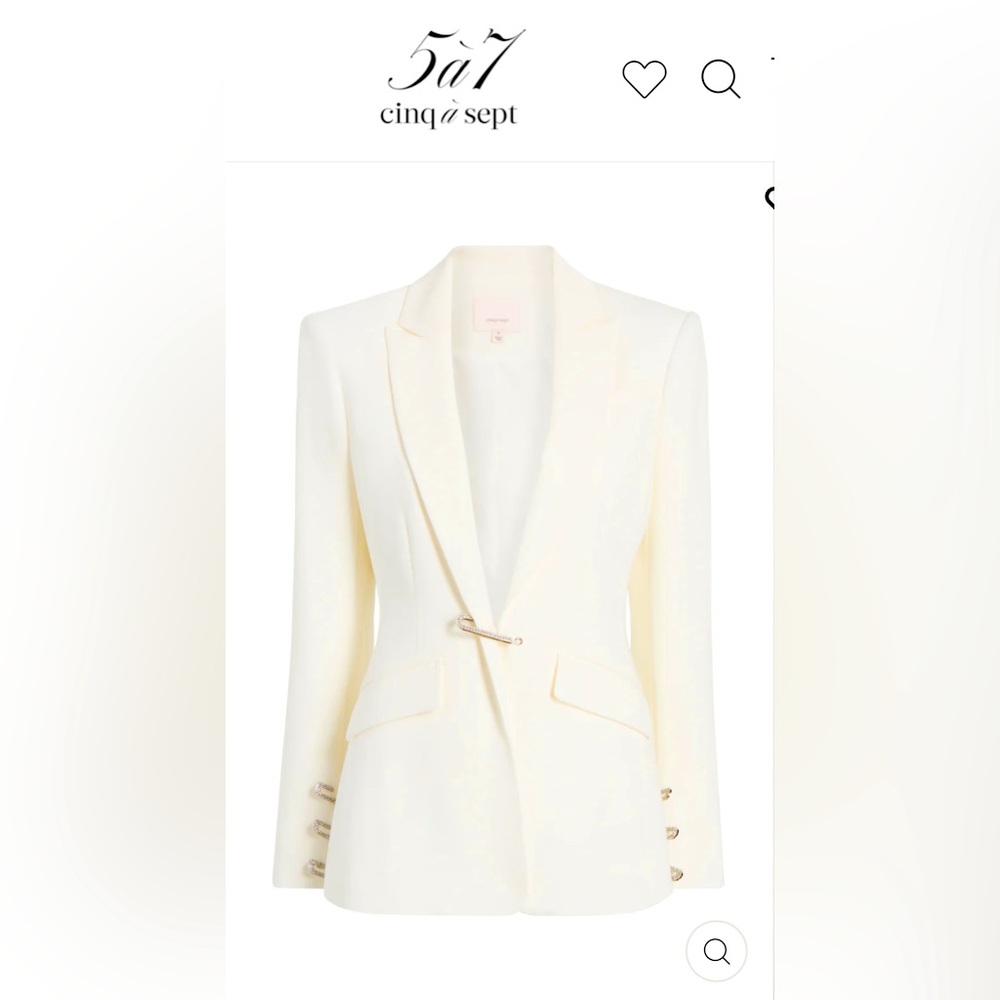 Cinq á Sept Blazer Ivory with Silver Accents Sz 0 Like New Condition